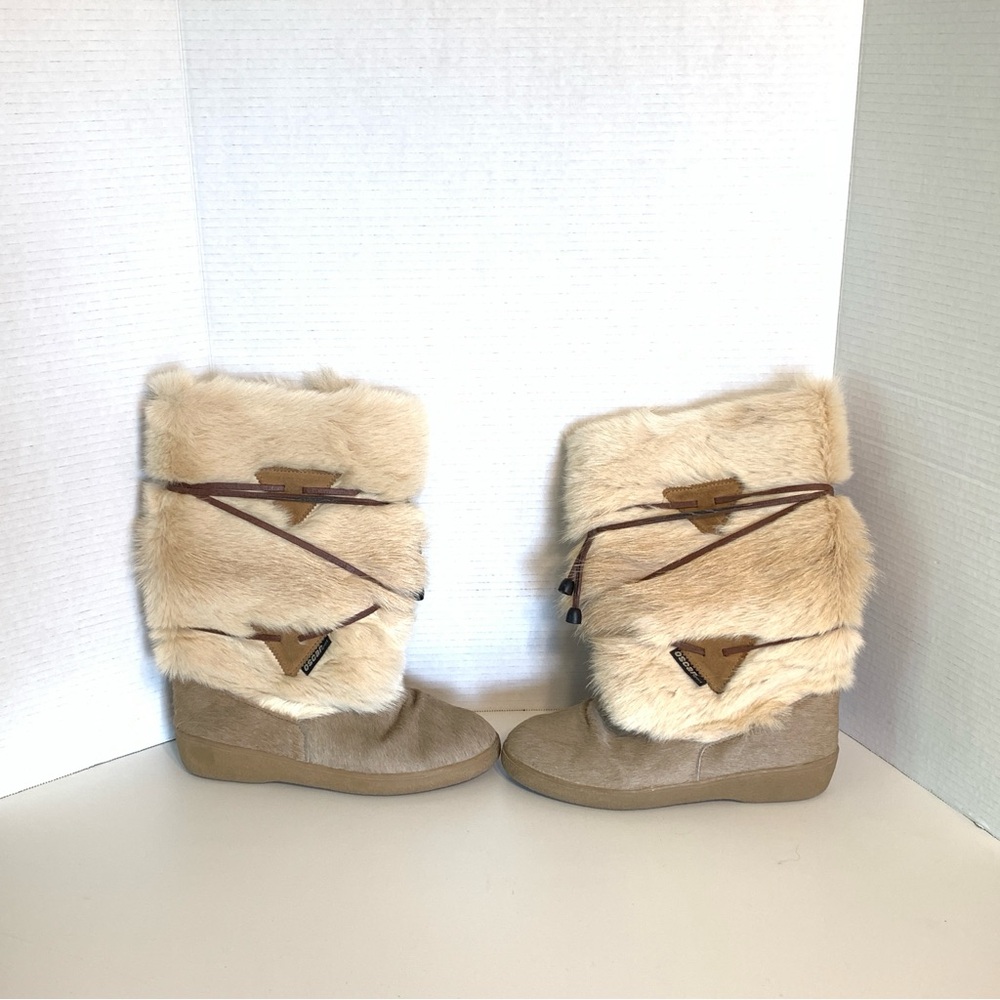 Womens OSCAR Sport  Boots Brown  Size 38 USA 7.5 Faux Fur Made Italy Very Nice